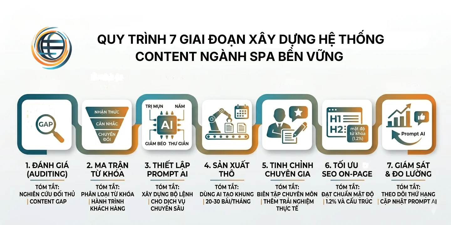 quy tr&igrave;nh thực thi content ng&agrave;nh spa